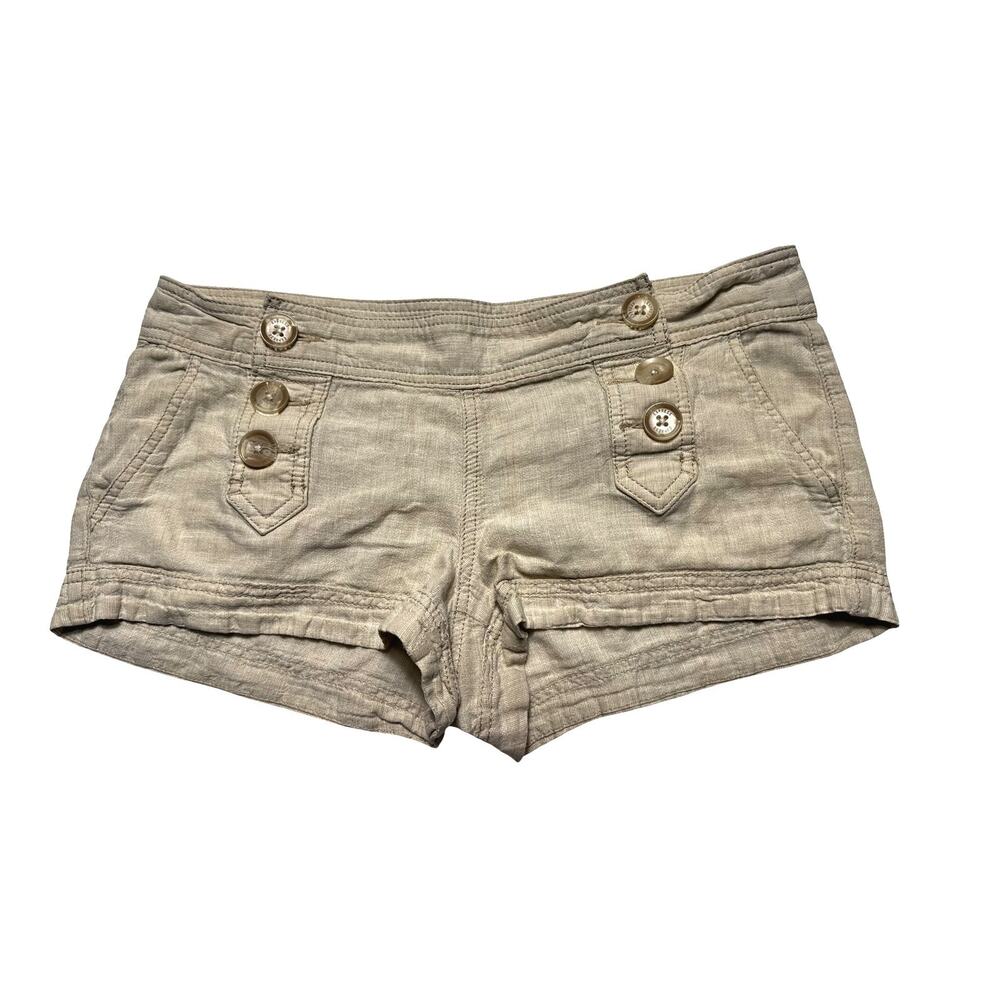 Express Low-Waist Linen/Cotton Beige Button Front Utility Shorts Size 6
